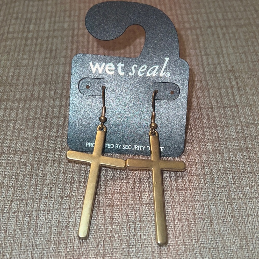 NWT Cross Gold Earrings - Picture 1 of 1